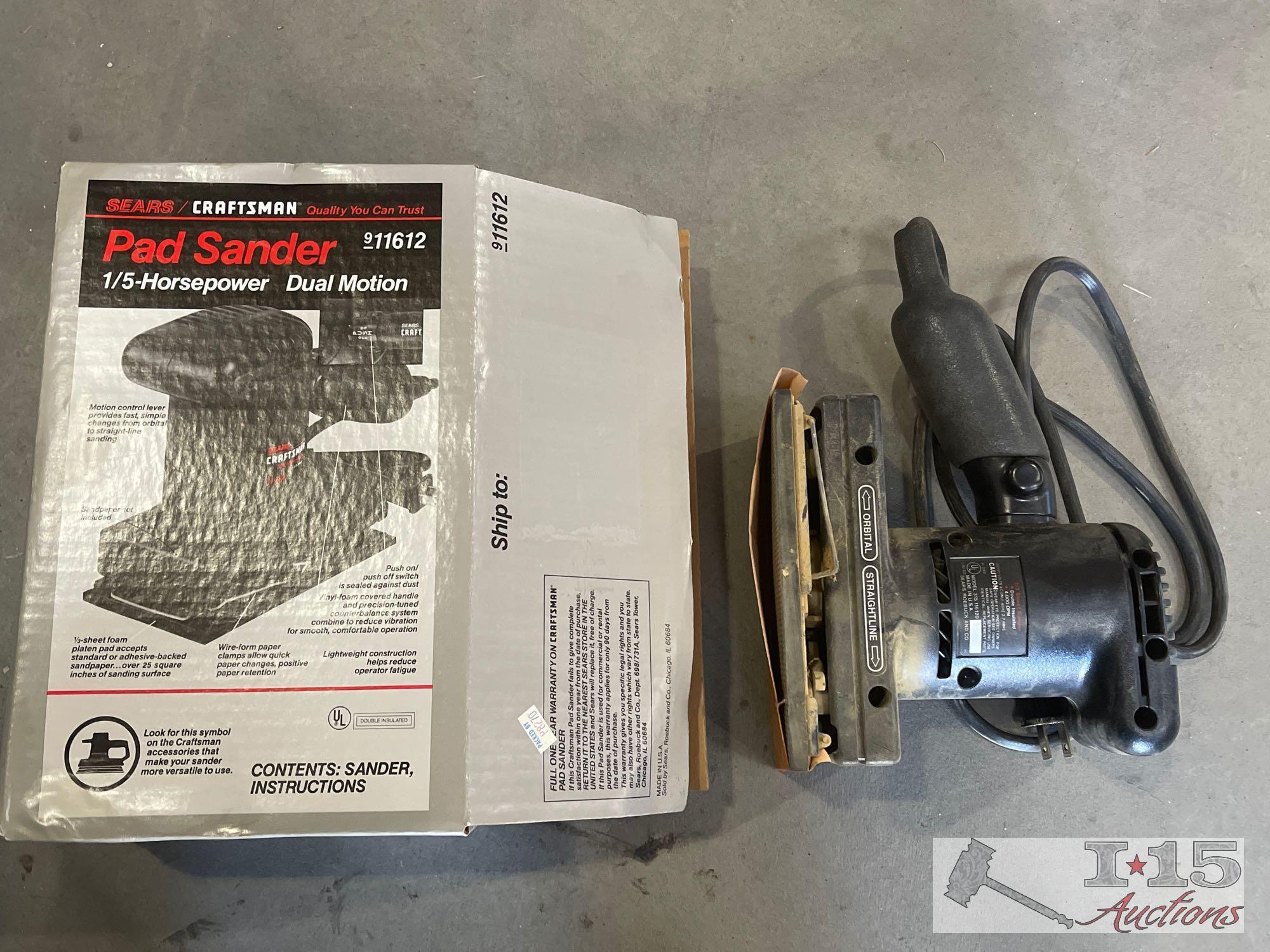 Pad Sander, Sander/Polisher, Tape Measure, Flashlights, Drexel Kit And More!