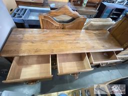 Wooden Dresser With Mirror And 3 Side Tables/Nightstands
