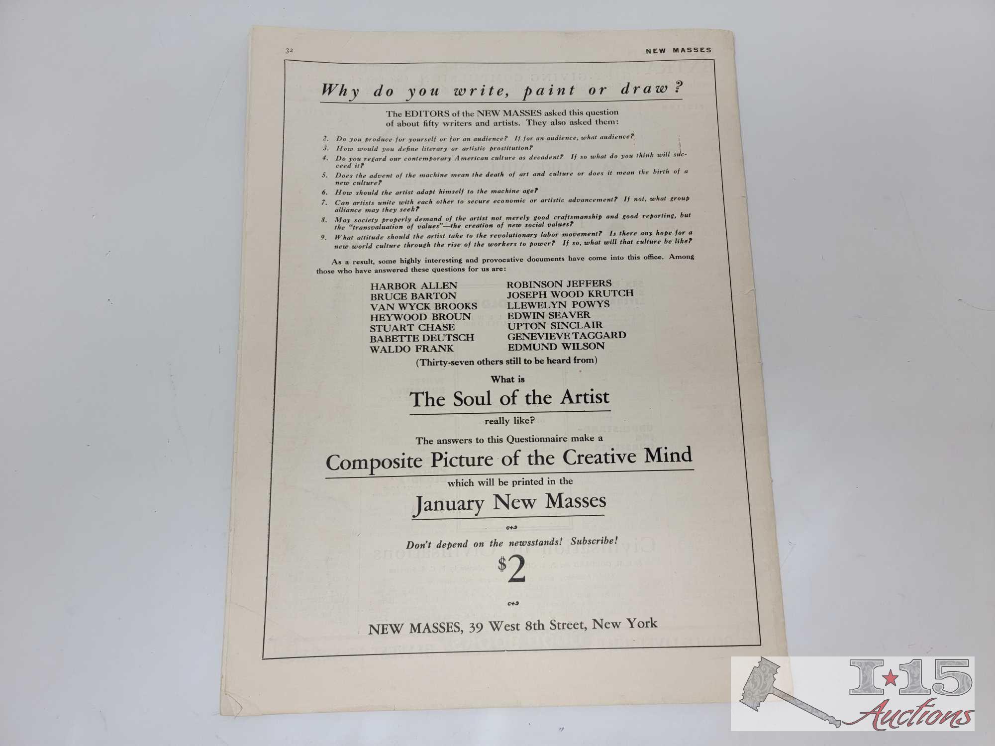 (5) Vintage The Masses Magazine Issues from June 1916 - December 1926 and (1) The New Masses