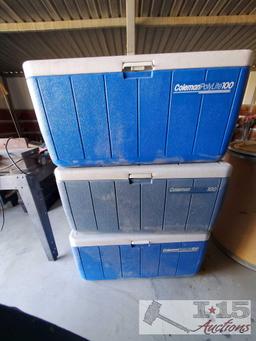 (3) Coleman Polylite 100 Coolers