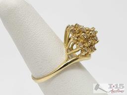 14k Gold Diamond Cluster Ring, 4.1g