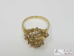 14k Gold Diamond Cluster Ring, 4.1g