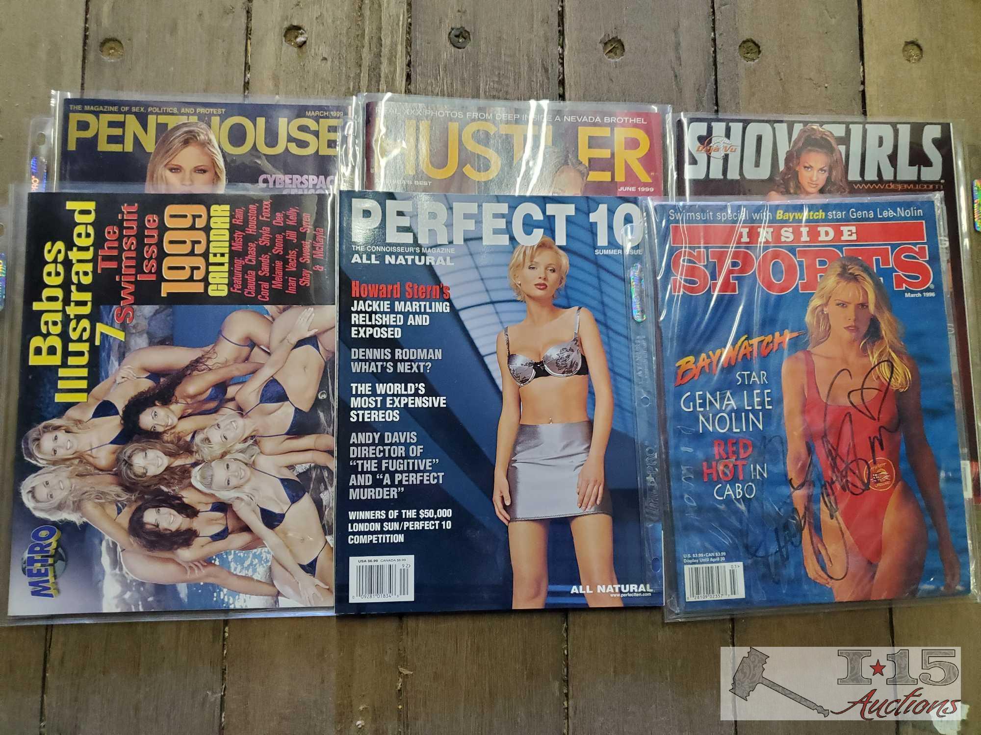 Over 15 Adult SIGNED Magazines, Poster, Calendar & Binder of Hustler Cards