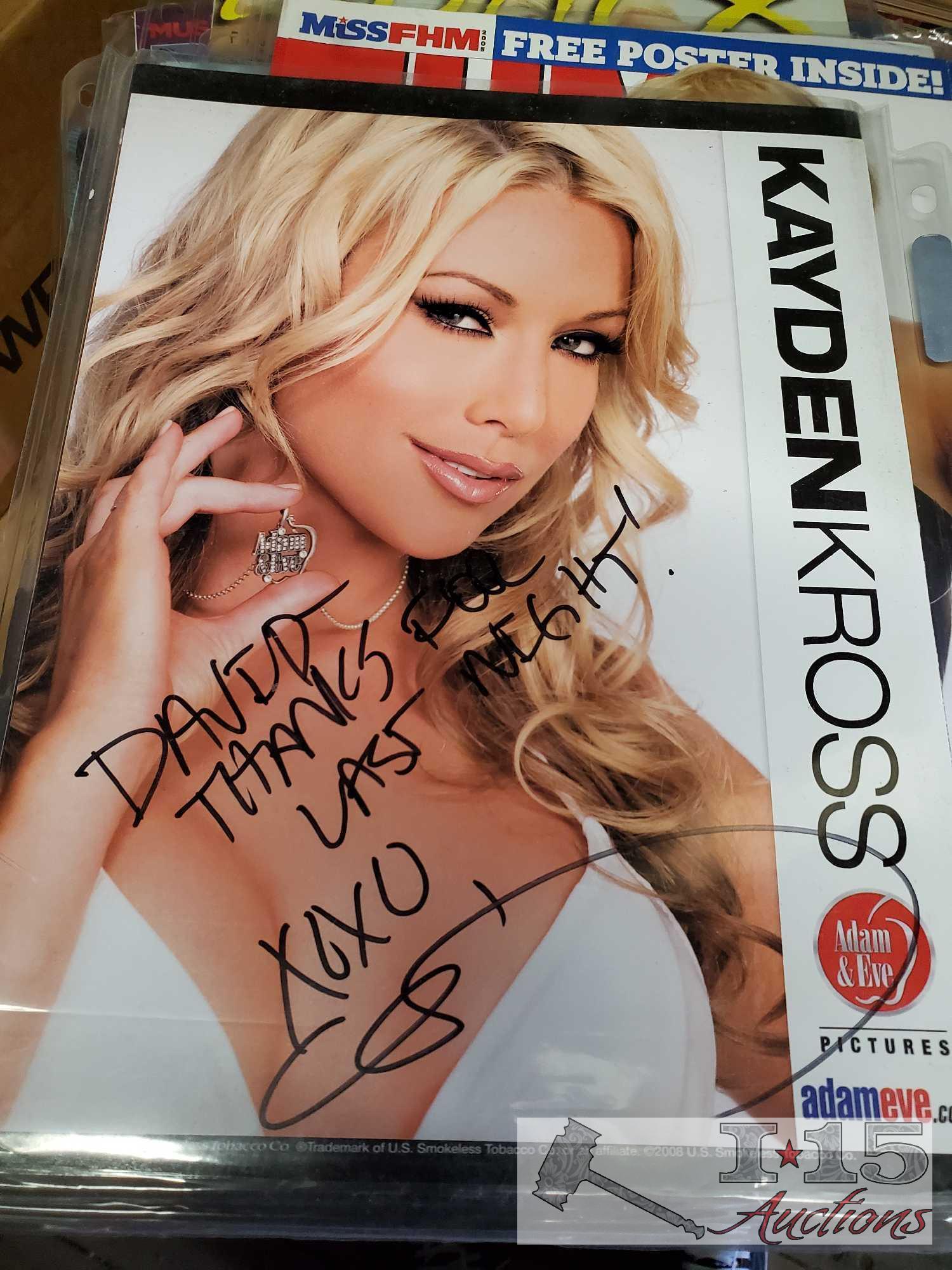Over 15 Adult SIGNED Magazines, Poster, Calendar & Binder of Hustler Cards
