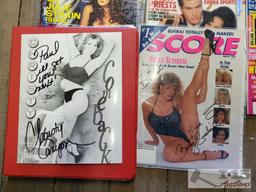 Over 15 Adult SIGNED Magazines, Poster, Calendar & Binder of Hustler Cards