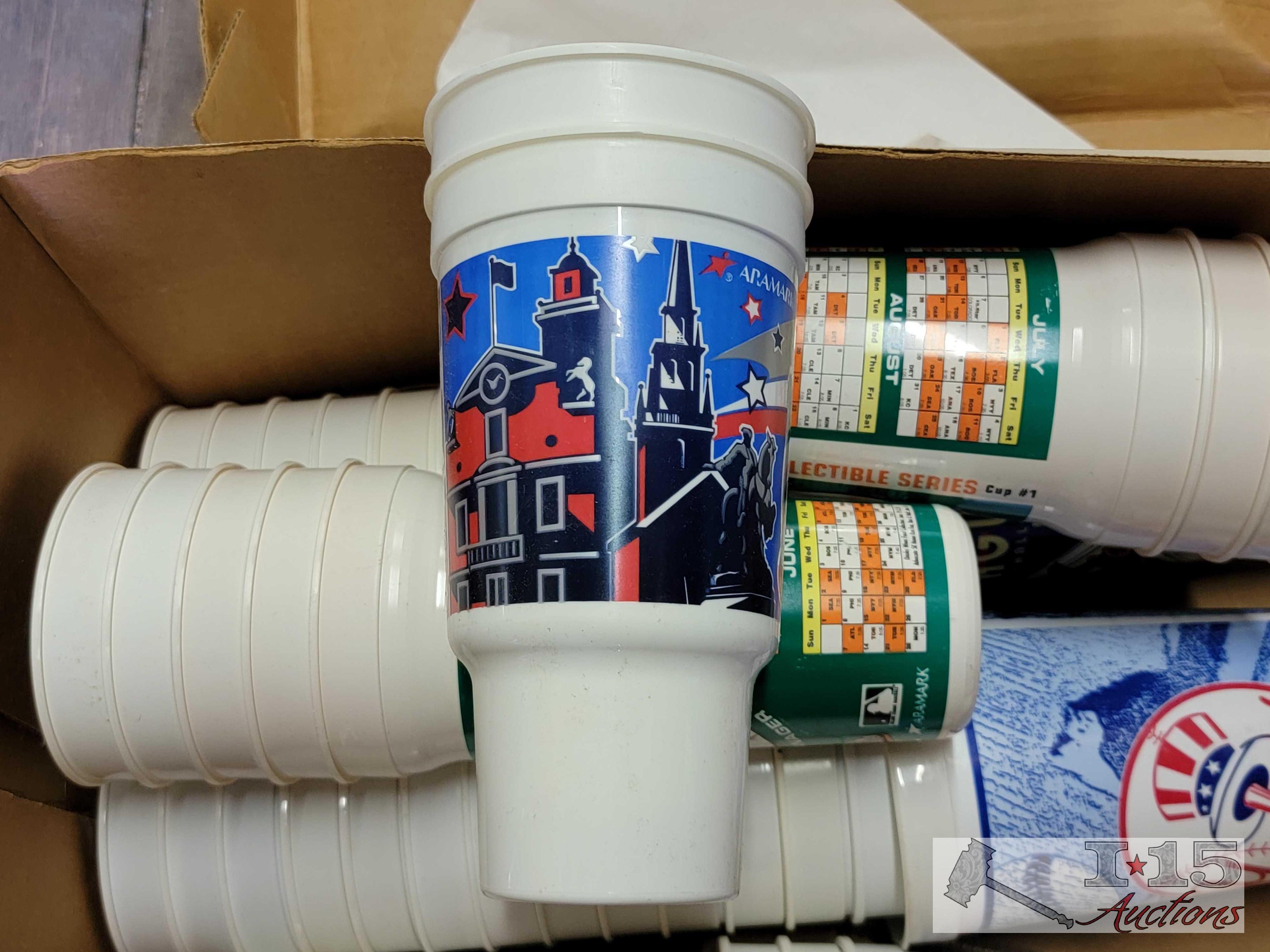 Box of Collectable Plastic Baseball Cups