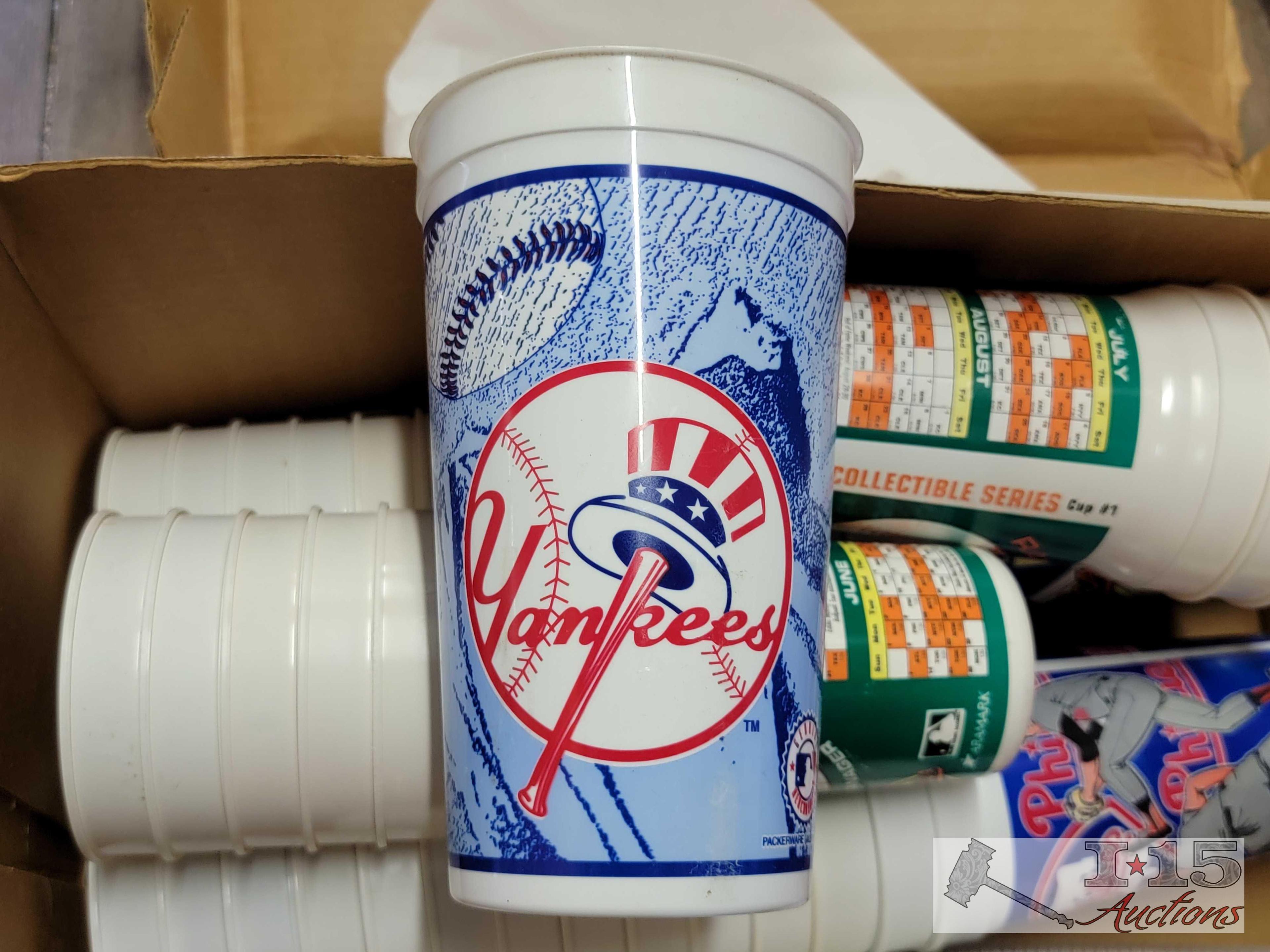 Box of Collectable Plastic Baseball Cups