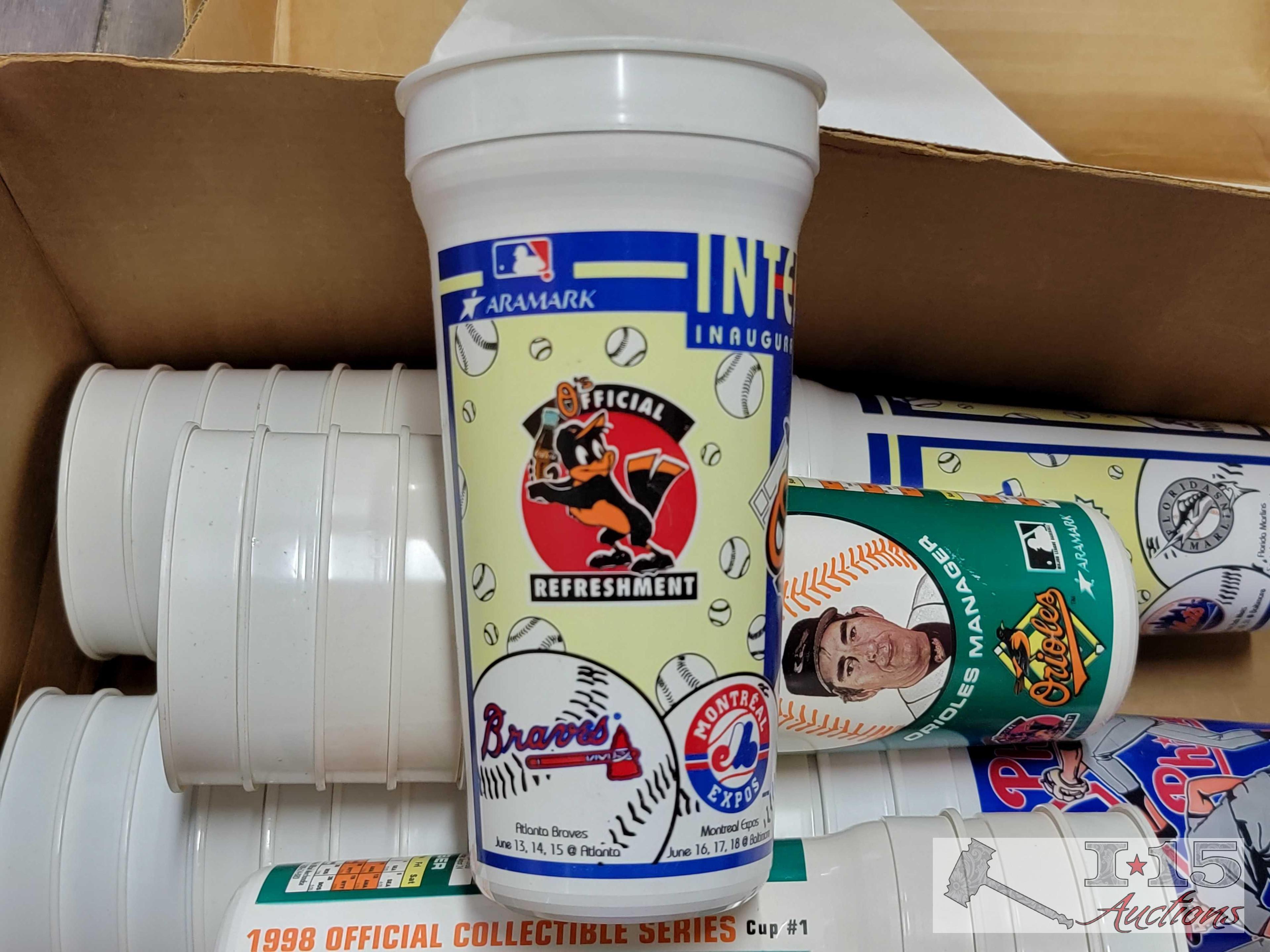 Box of Collectable Plastic Baseball Cups