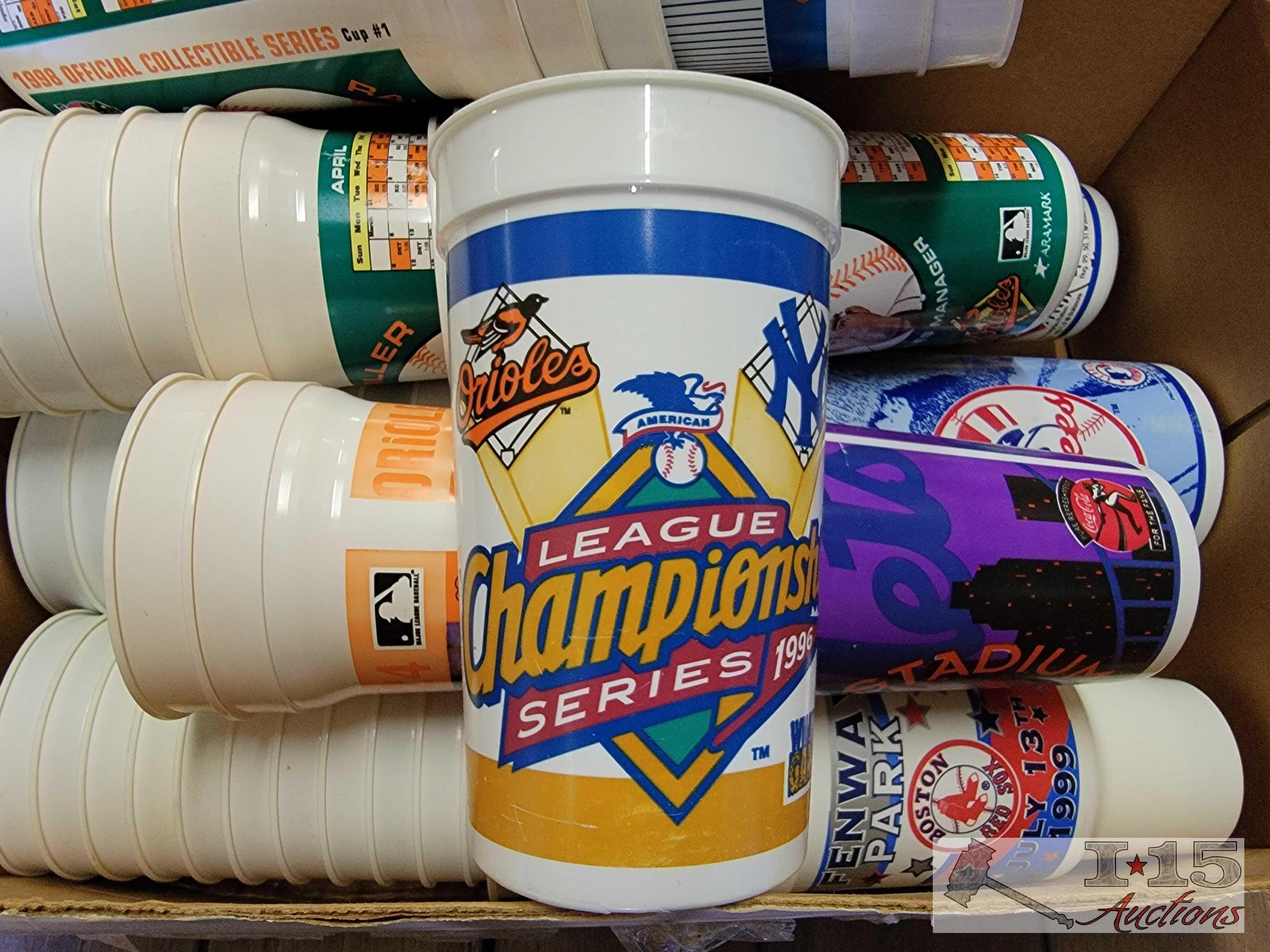 Box of Collectable Plastic Baseball Cups