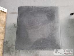 Grey Foam Pad Stool with Wooden Legs