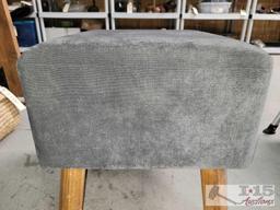 Grey Foam Pad Stool with Wooden Legs