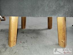 Grey Foam Pad Stool with Wooden Legs
