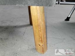 Grey Foam Pad Stool with Wooden Legs