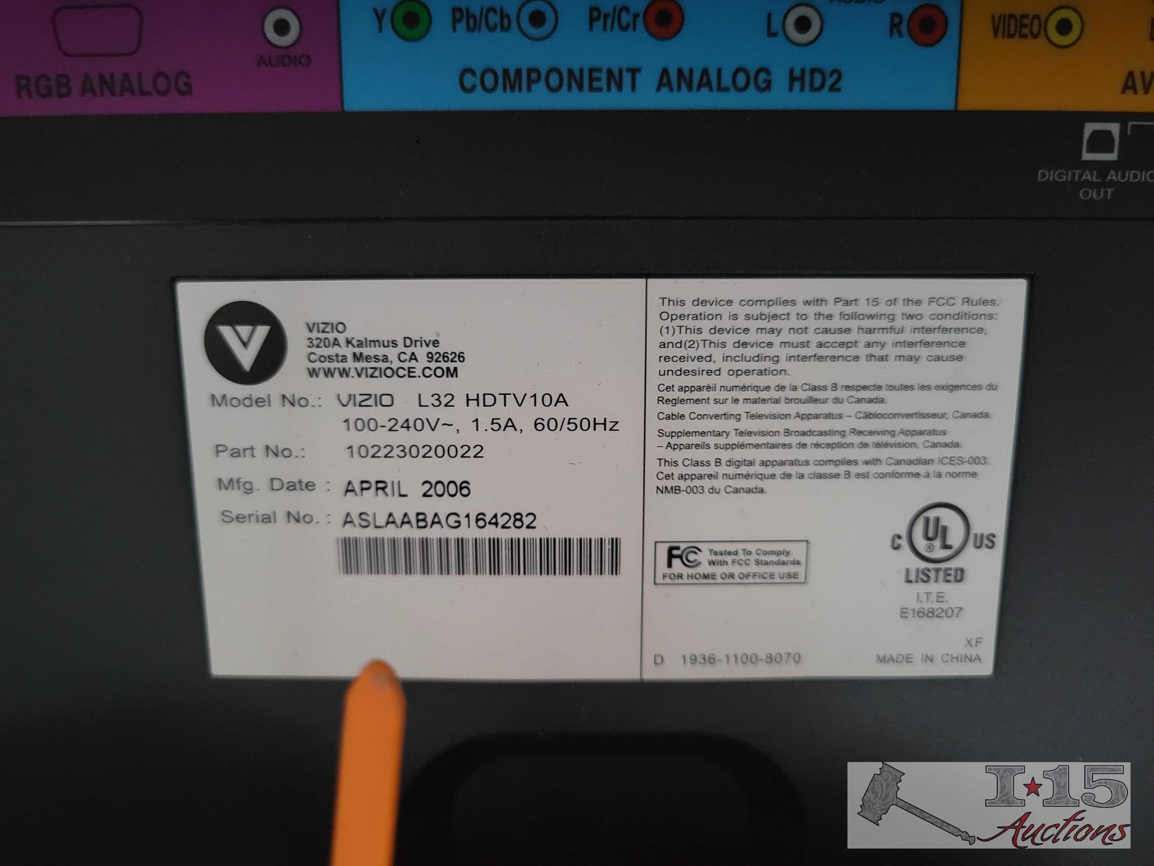 42" Vizio HDTV With power cord