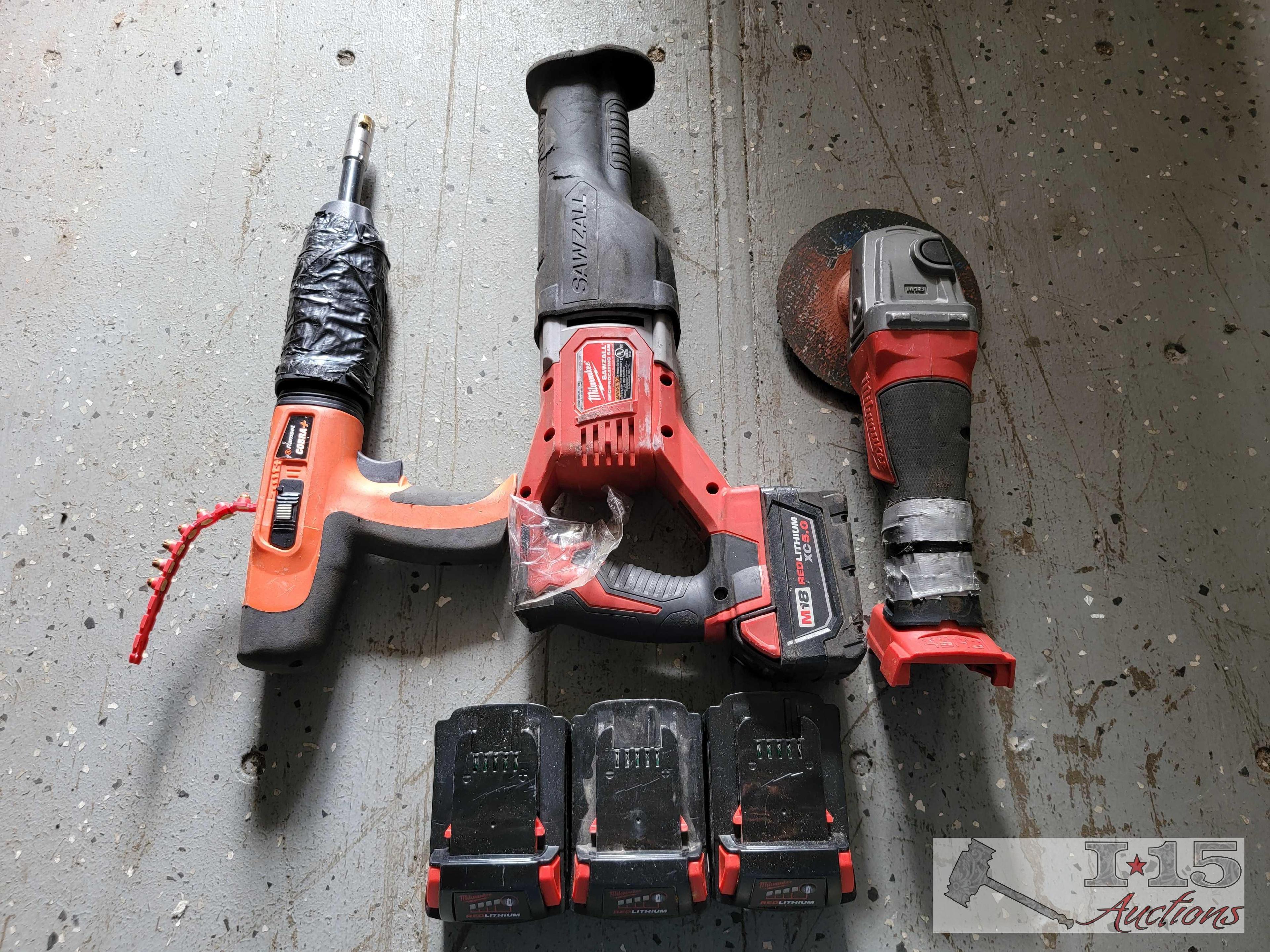 Reciprocating Saw, Grinder, Cobra+ & Batteries