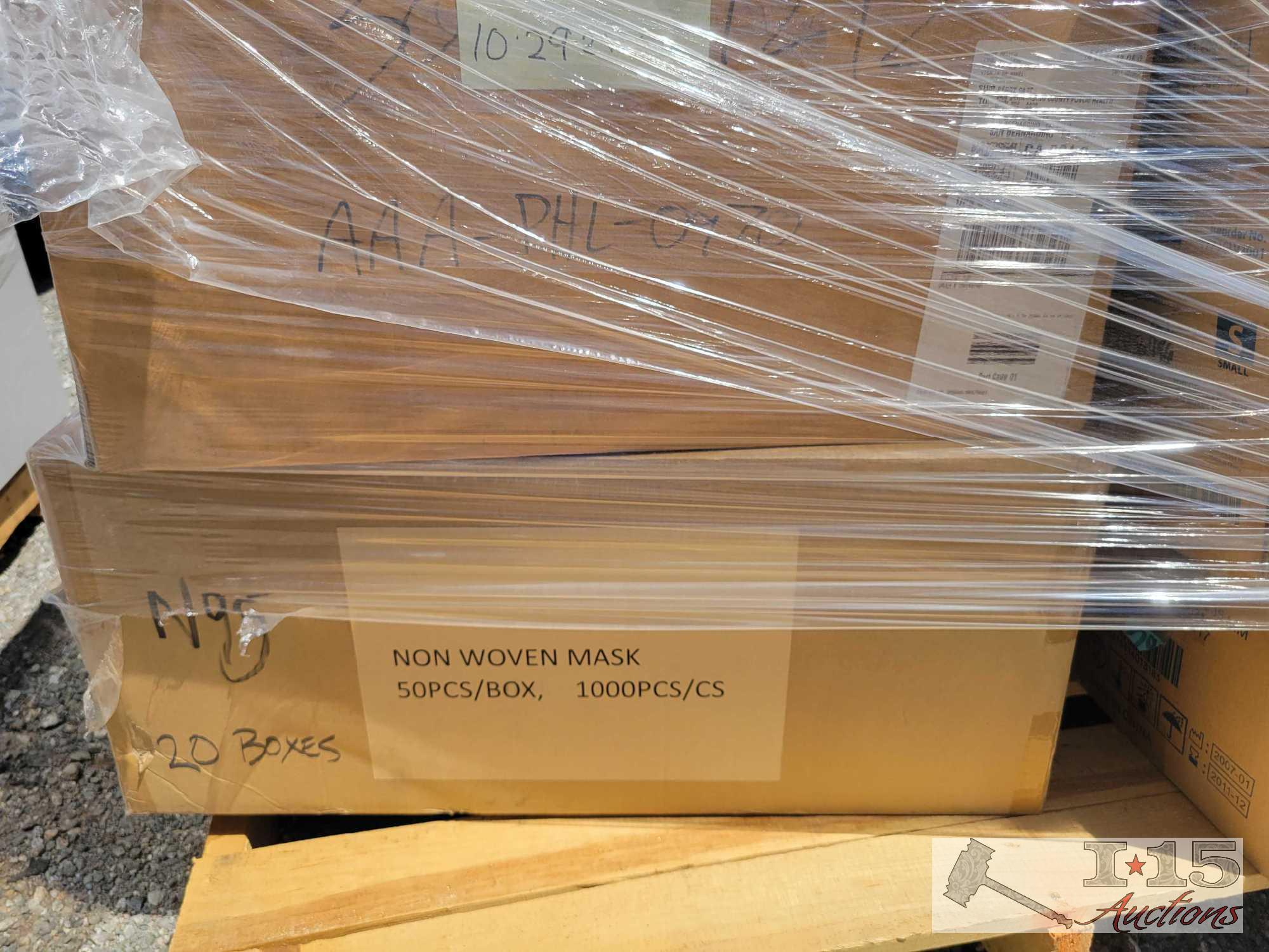 Pallet of Medical Gloves and Masks