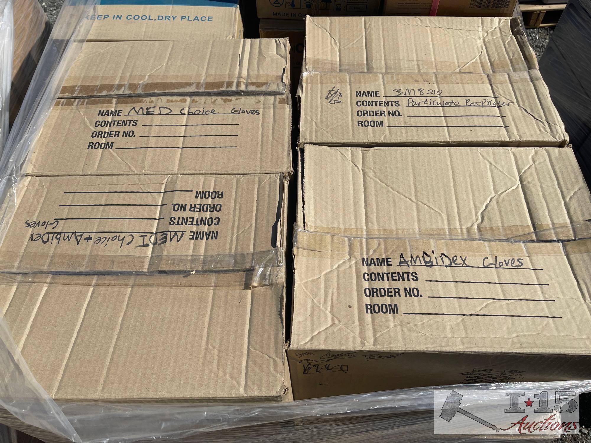 Pallet of Medical Gloves and Masks