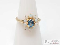 14K Gold Topaz and Opal Ring, 2g
