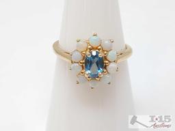 14K Gold Topaz and Opal Ring, 2g