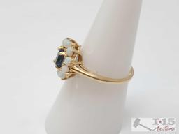 14K Gold Topaz and Opal Ring, 2g
