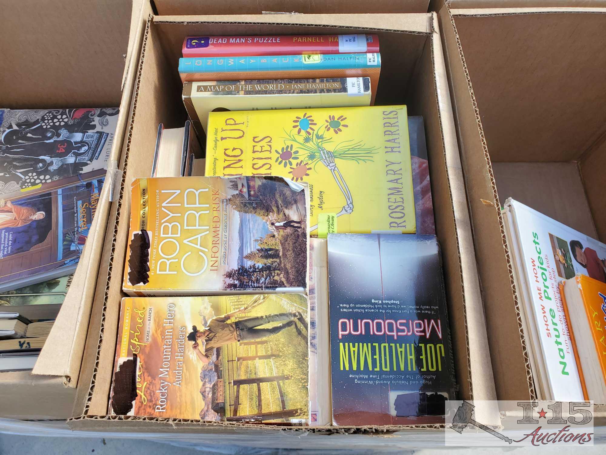 36 Boxes of Miscellaneous Library Books and DVDs
