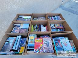 36 Cases of Books, Audiobooks, Dvds, and Magazine