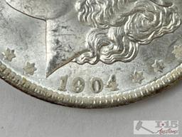 (2) 1904 Morgan Silver Dollars