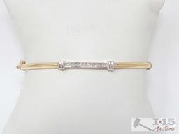 10k Gold Bangle with Diamonds, 4g