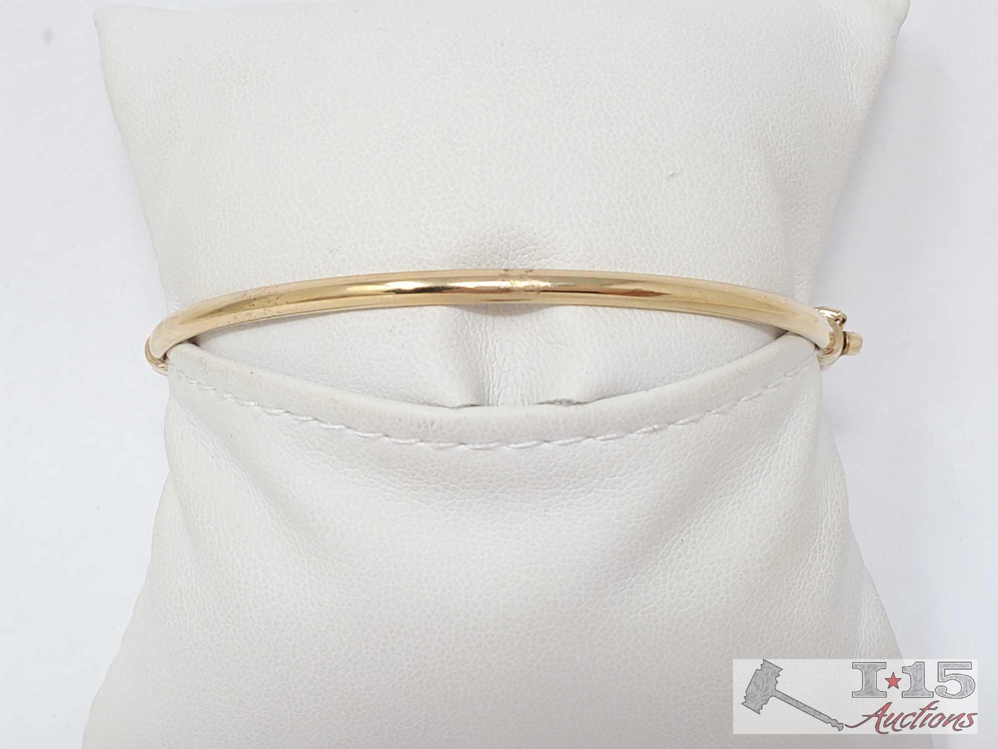10k Gold Bangle with Diamonds, 4g
