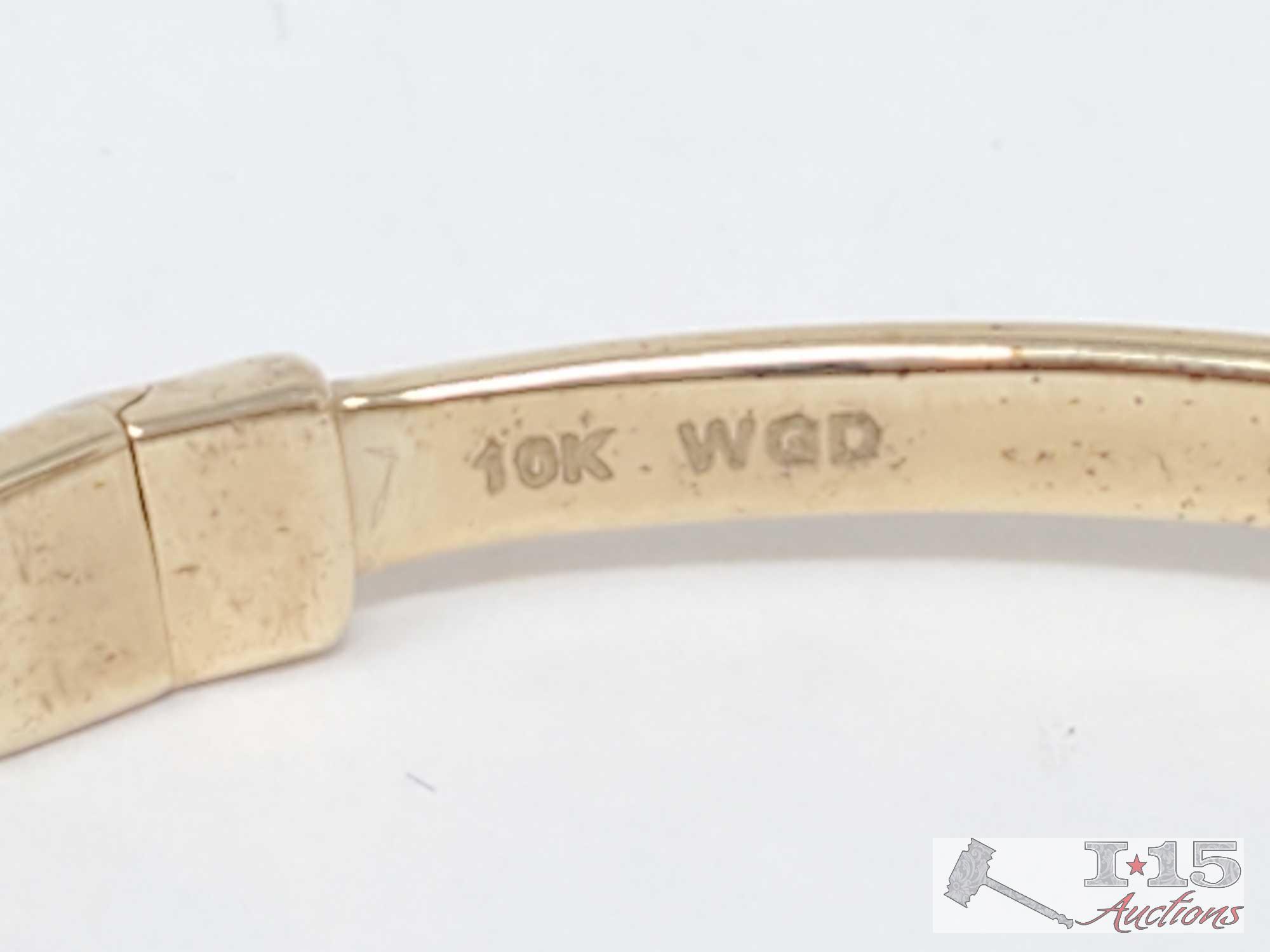 10k Gold Bangle with Diamonds, 4g