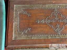 Studded Wood Storage Trunk