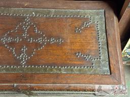 Studded Wood Storage Trunk