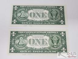 4 1957B Sequential Blue Sealed Dollar Bills