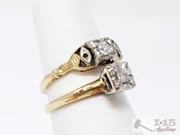 (2) 14k Gold Rings with Diamonds, 3.4g