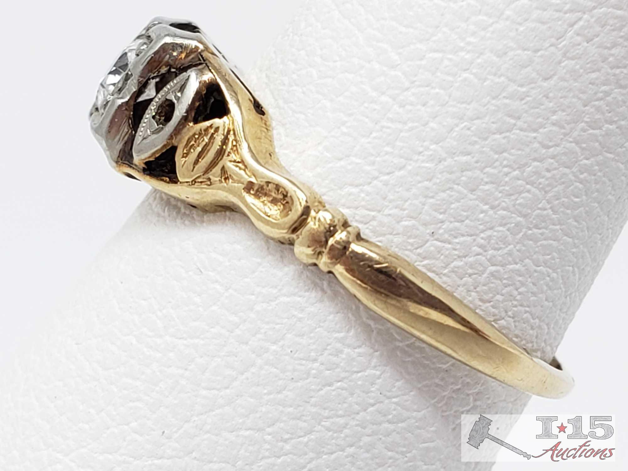 (2) 14k Gold Rings with Diamonds, 3.4g