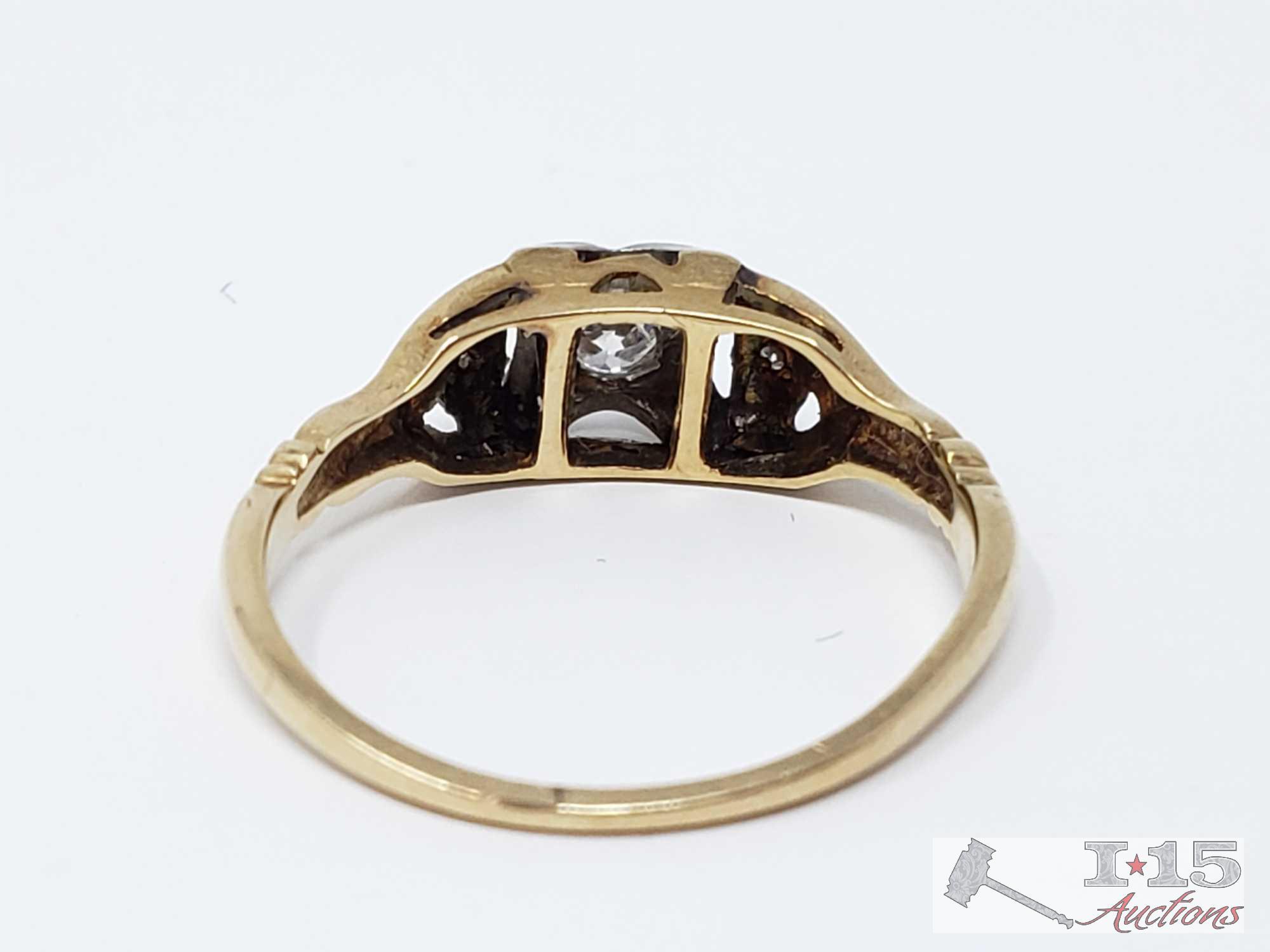 (2) 14k Gold Rings with Diamonds, 3.4g