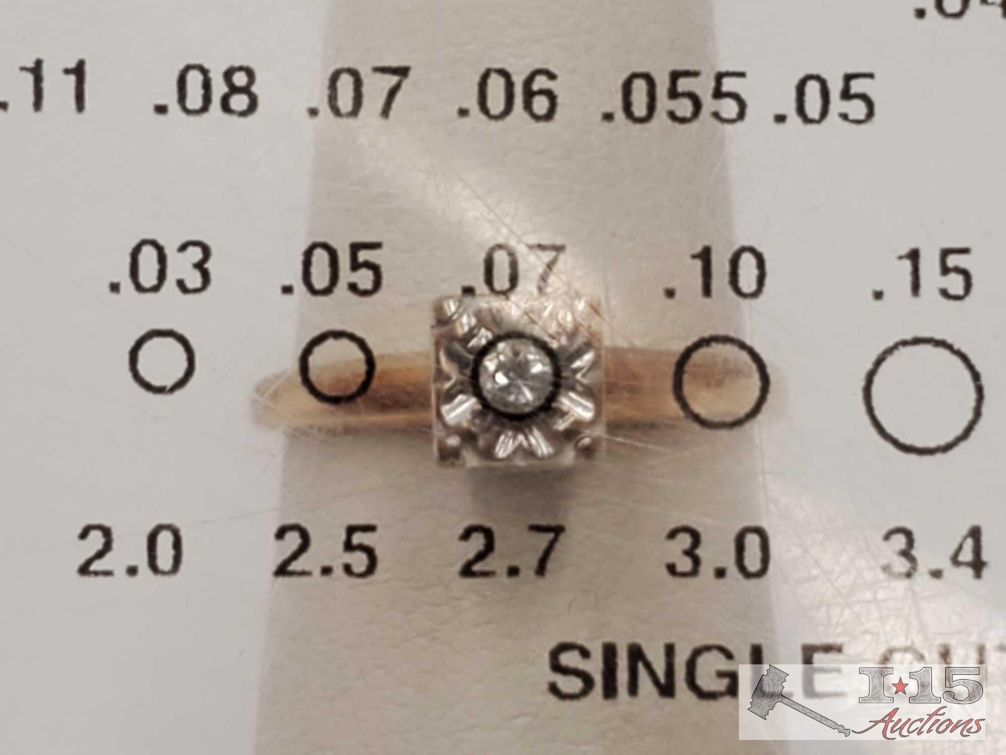 (2) 14k Gold Rings with Diamonds, 3.4g
