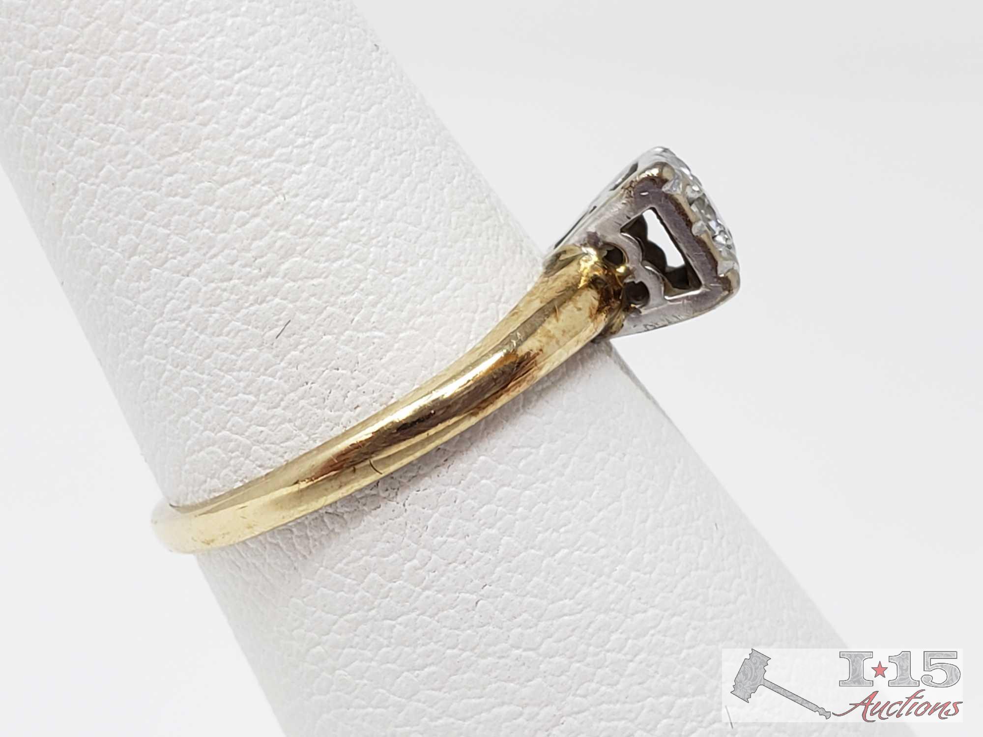 (2) 14k Gold Rings with Diamonds, 3.4g