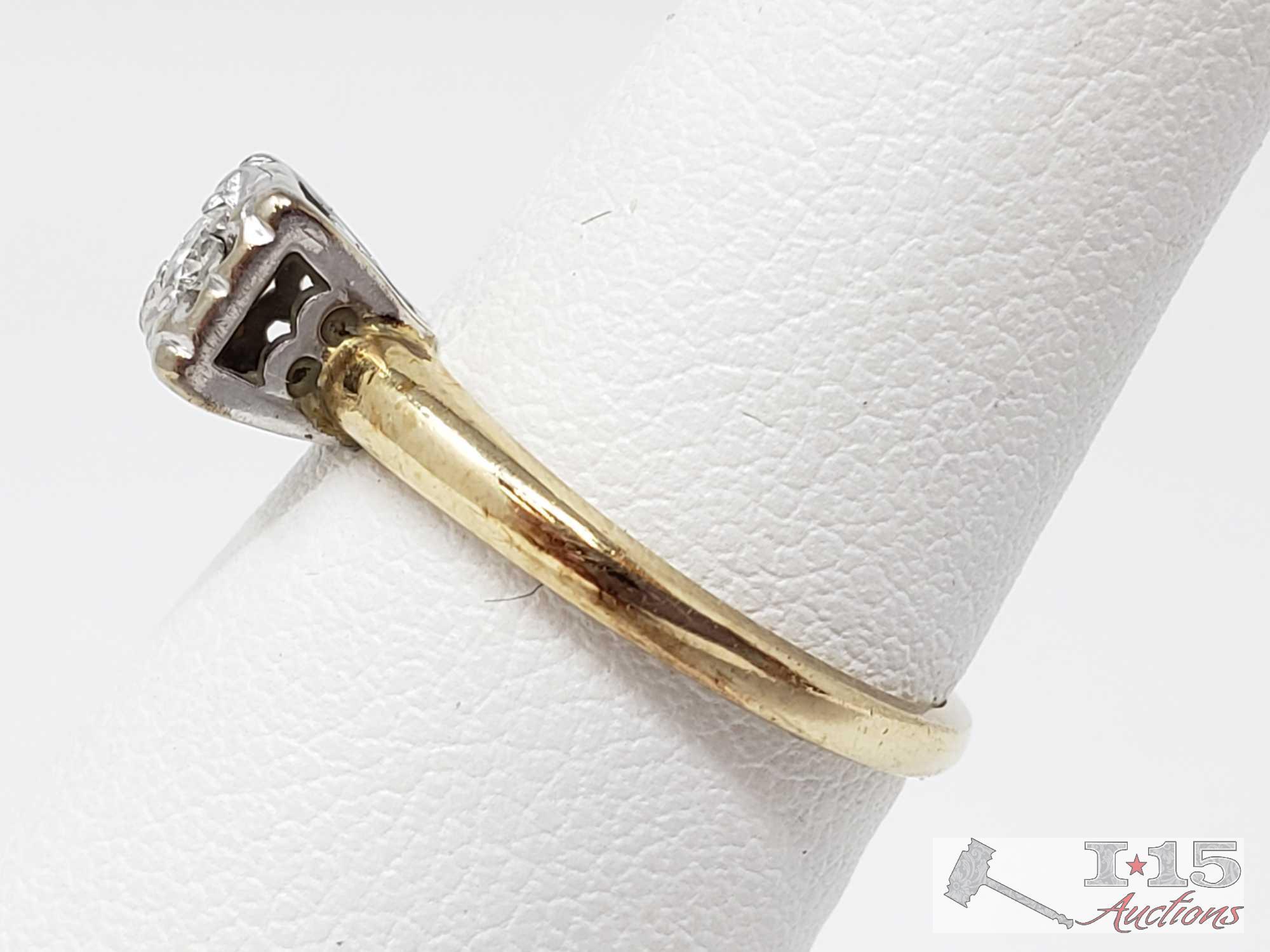 (2) 14k Gold Rings with Diamonds, 3.4g