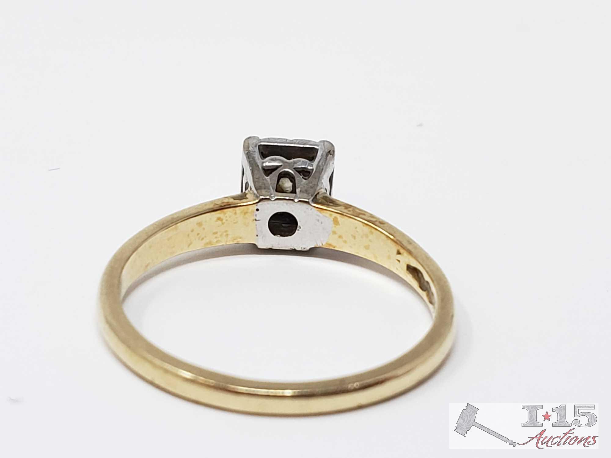 (2) 14k Gold Rings with Diamonds, 3.4g