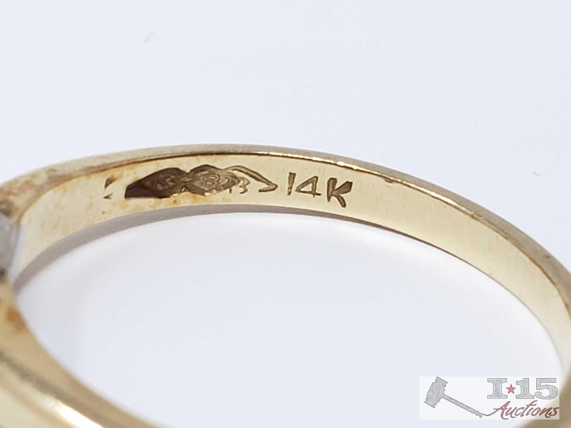 (2) 14k Gold Rings with Diamonds, 3.4g