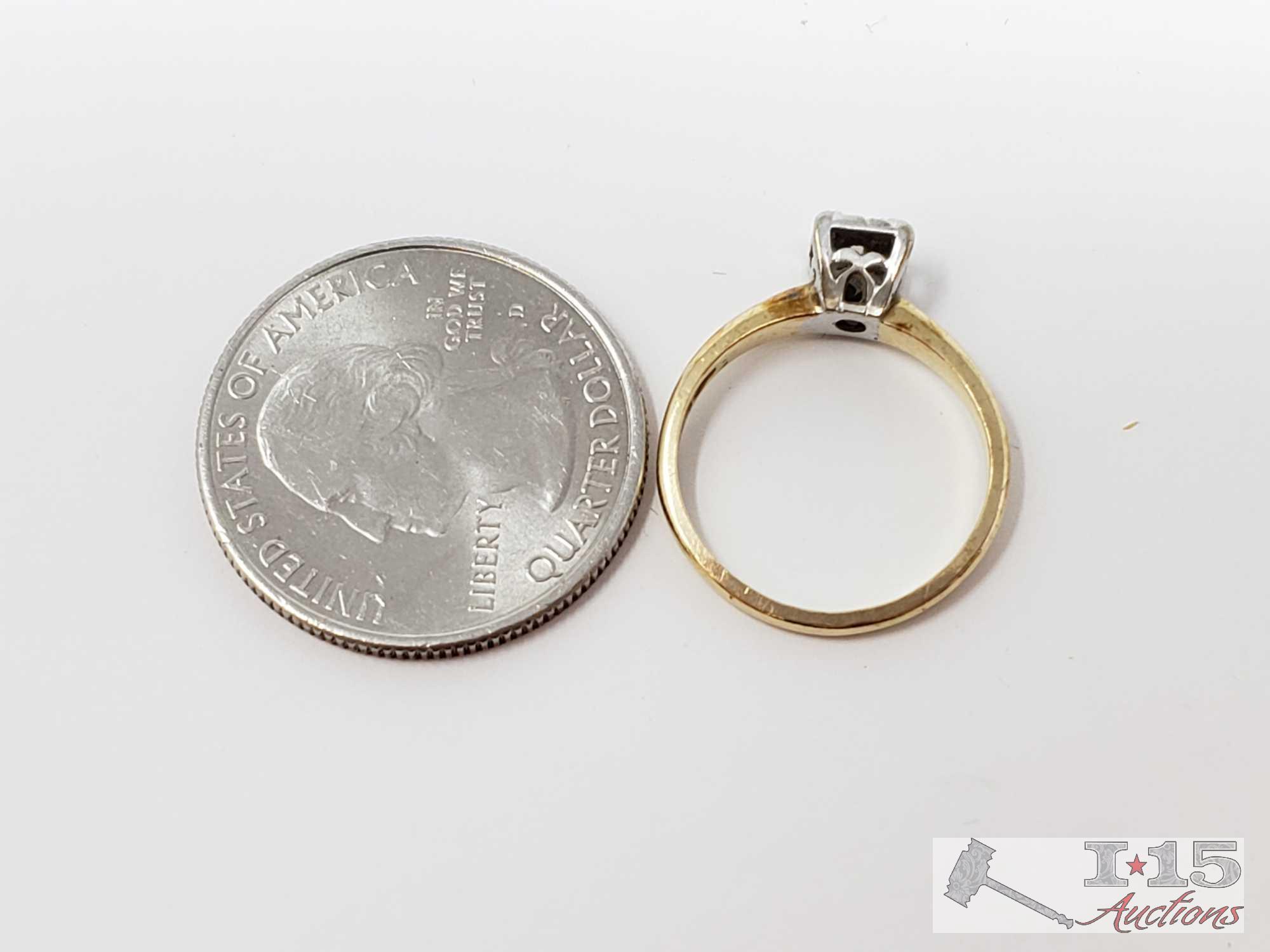 (2) 14k Gold Rings with Diamonds, 3.4g