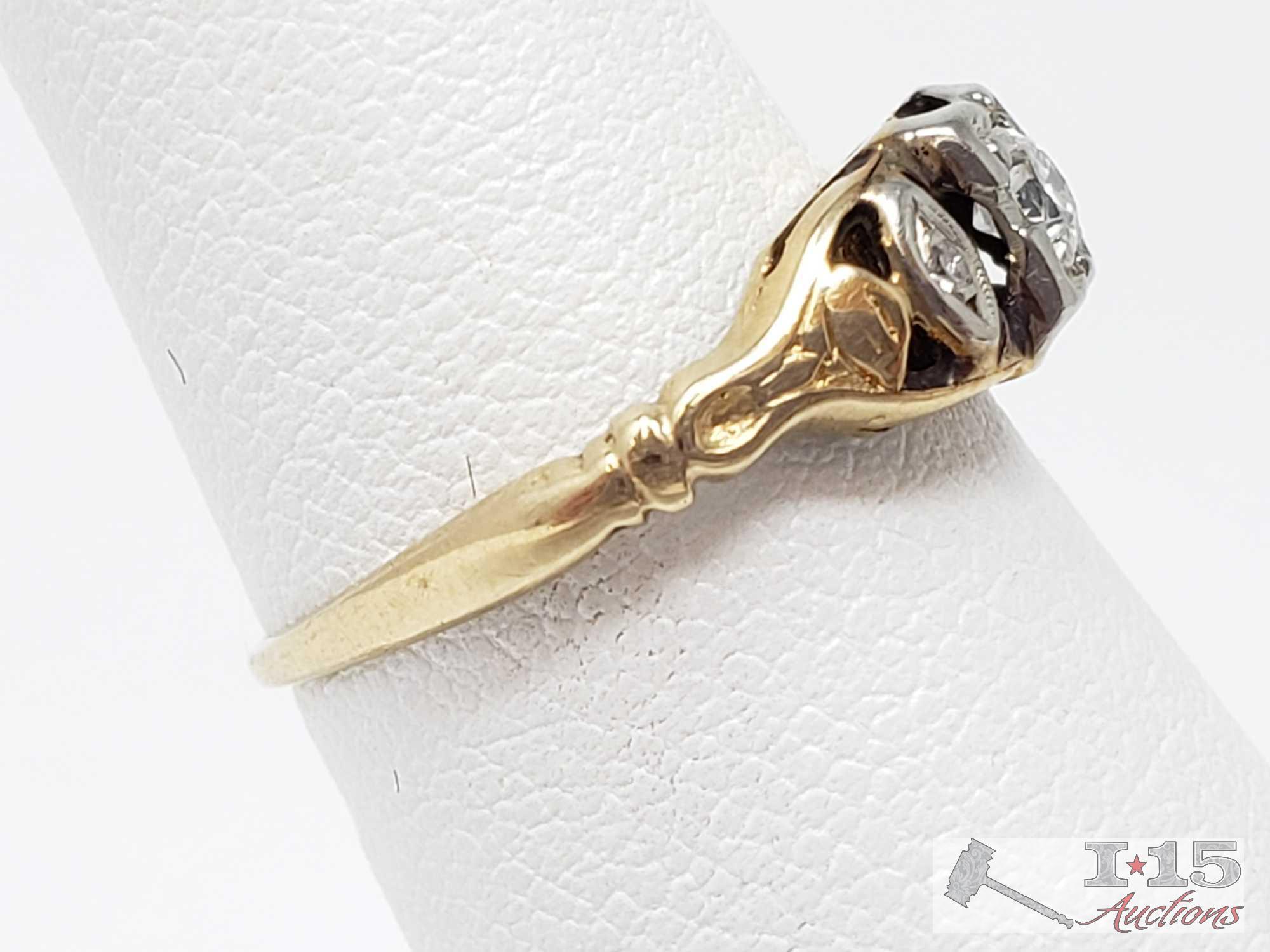 (2) 14k Gold Rings with Diamonds, 3.4g
