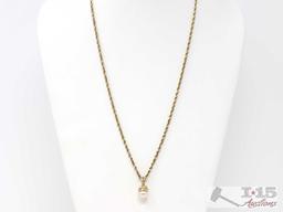 14k Gold Rope Chain With Pendant, 18.5g