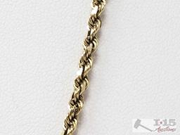 14k Gold Rope Chain With Pendant, 18.5g