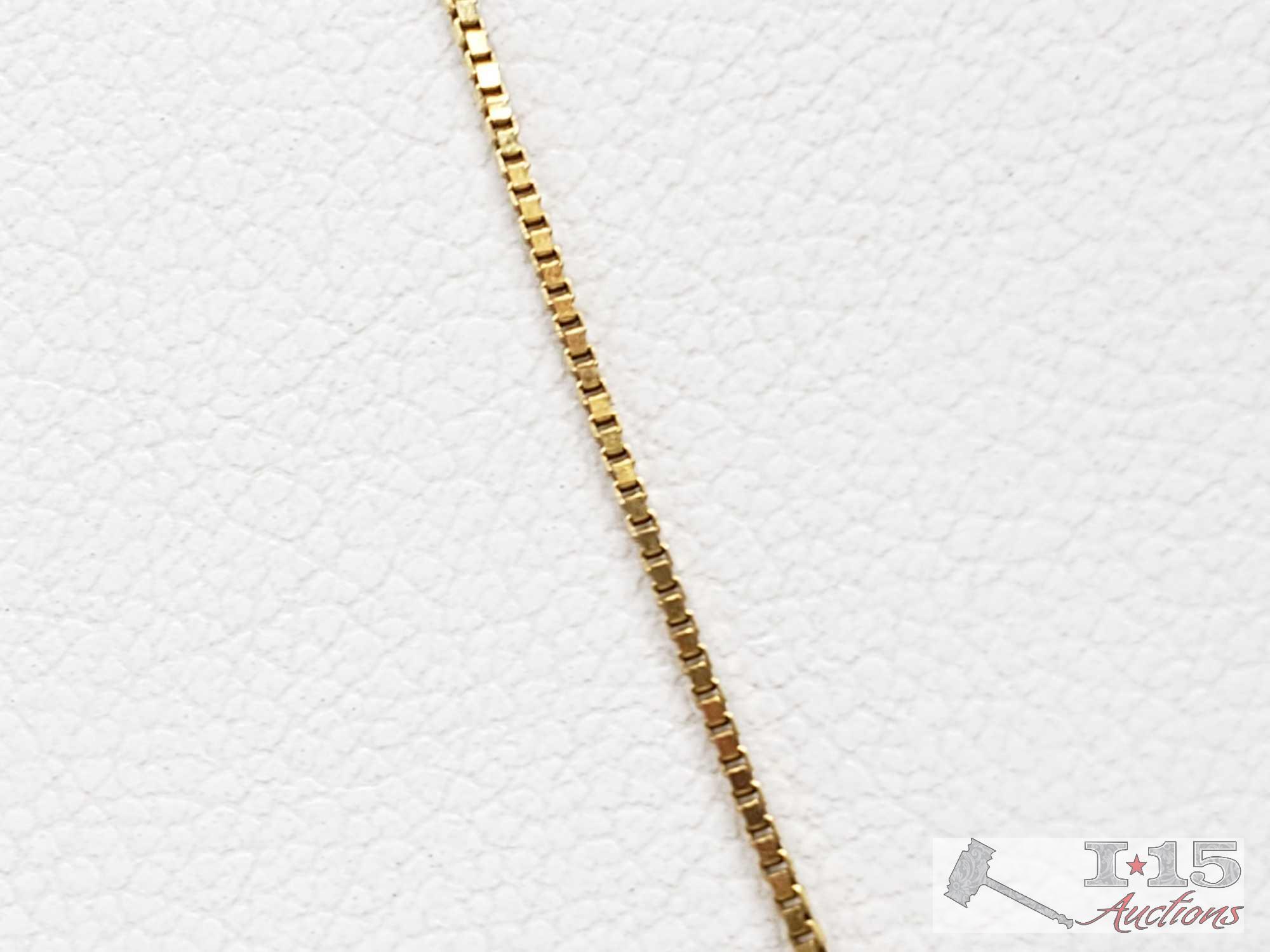 14k Gold Necklace With Ruby Pendant, 1.9g
