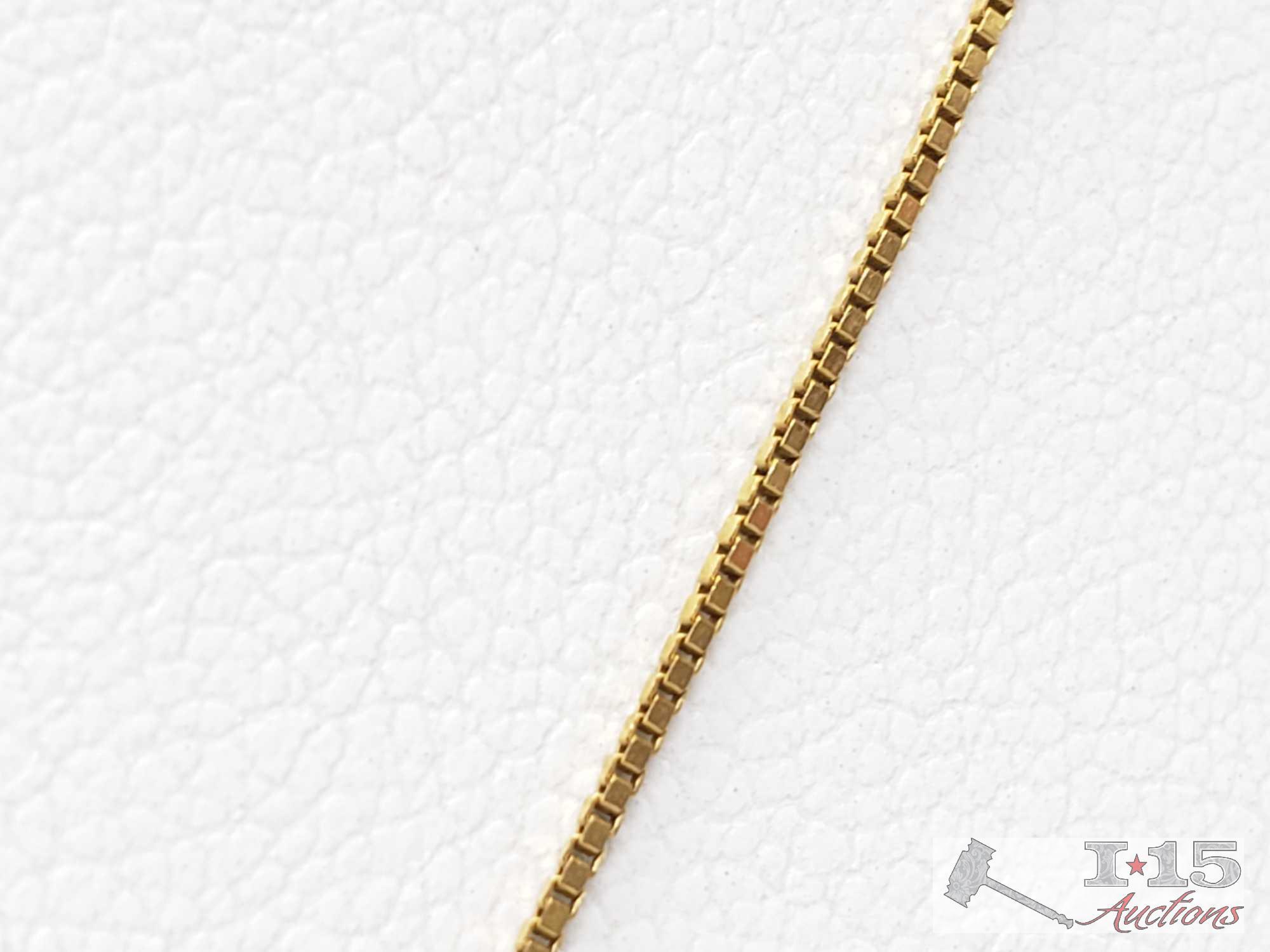 14k Gold Necklace With Ruby Pendant, 1.9g
