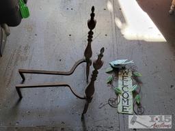 Welcome Sign & Andirons