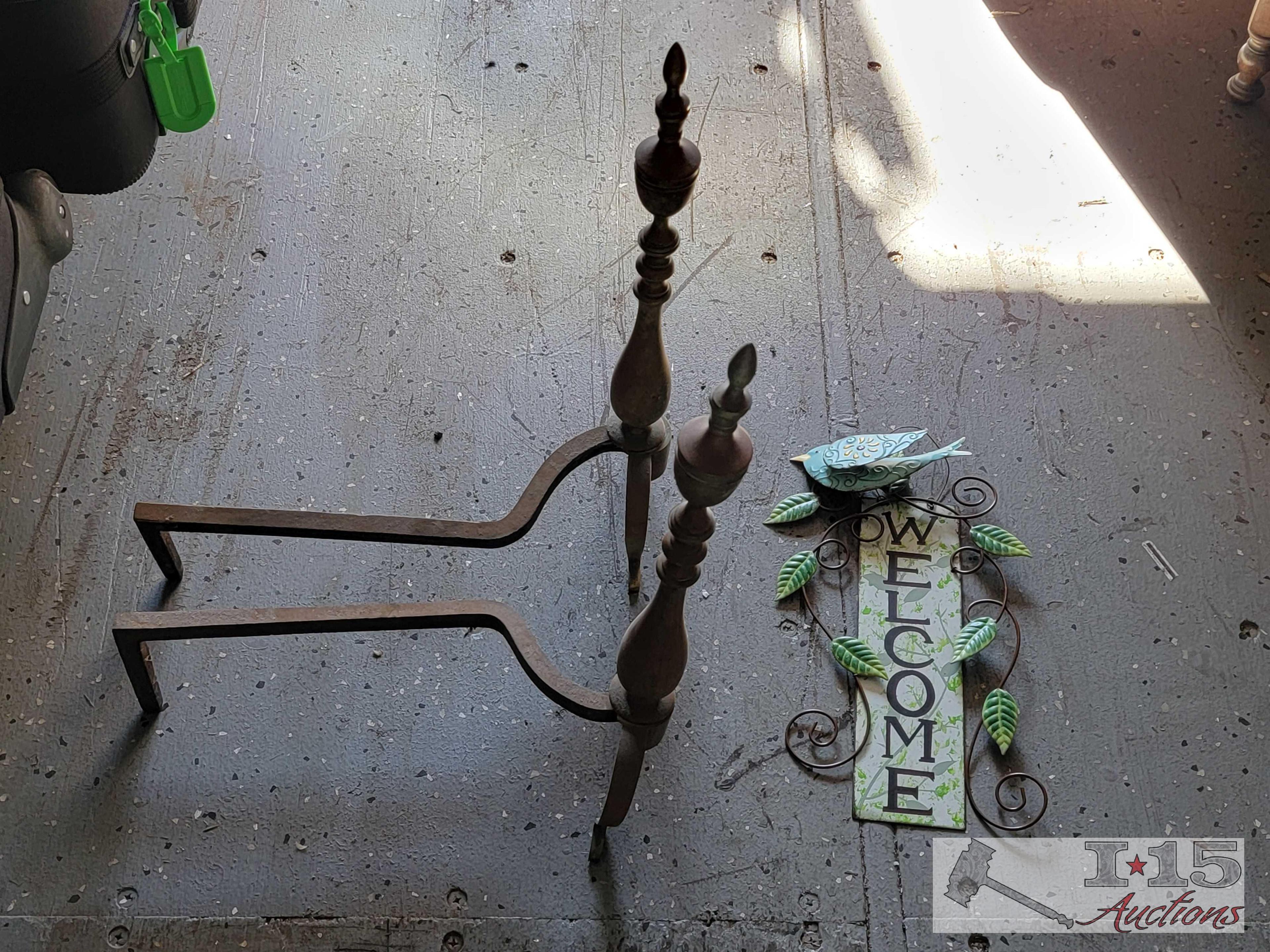 Welcome Sign & Andirons