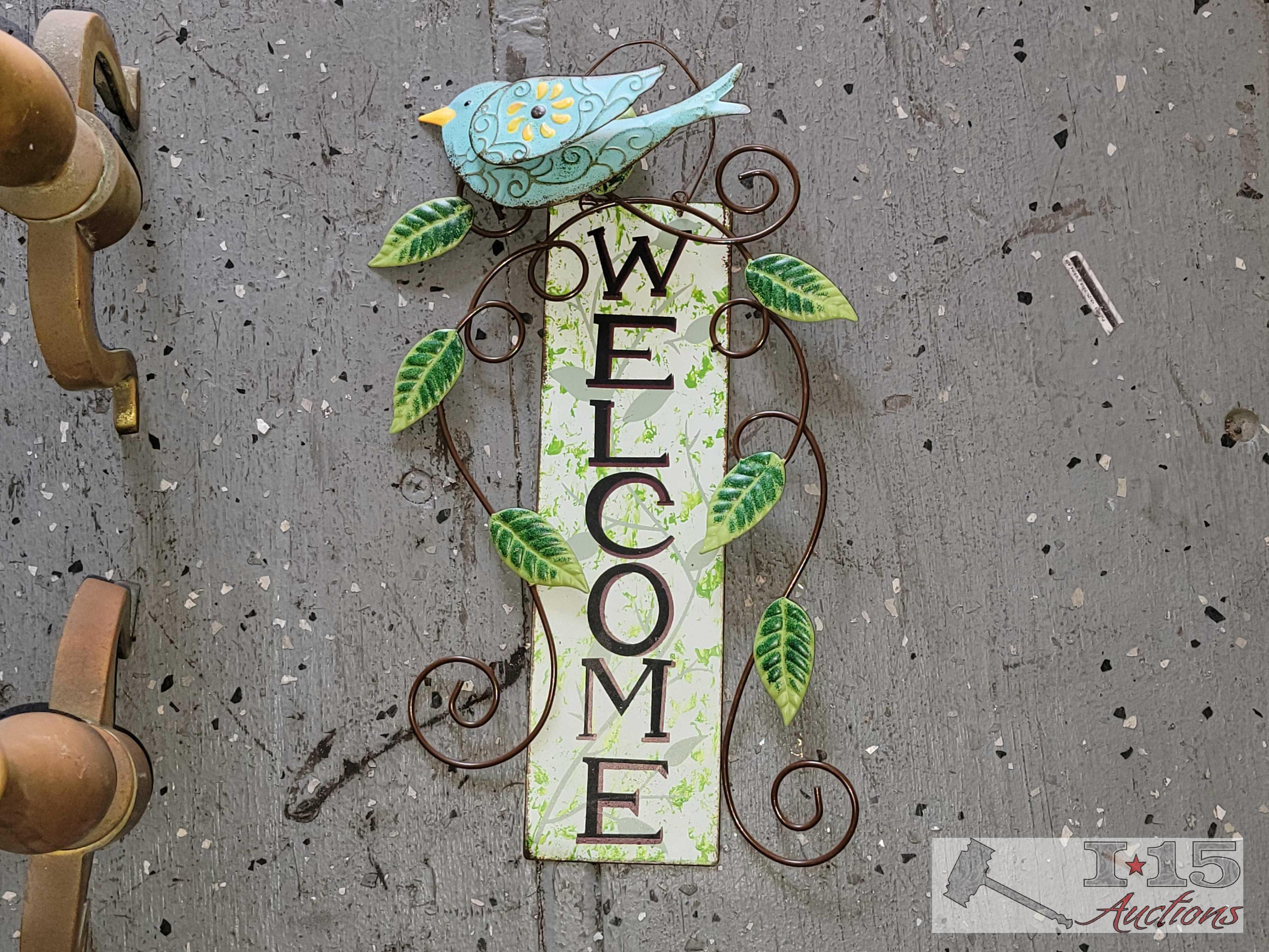Welcome Sign & Andirons